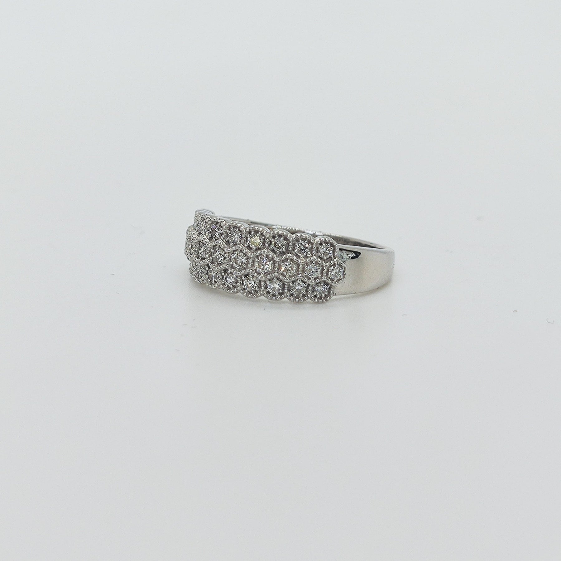 Anillo Panal De Abeja Oro Blanco