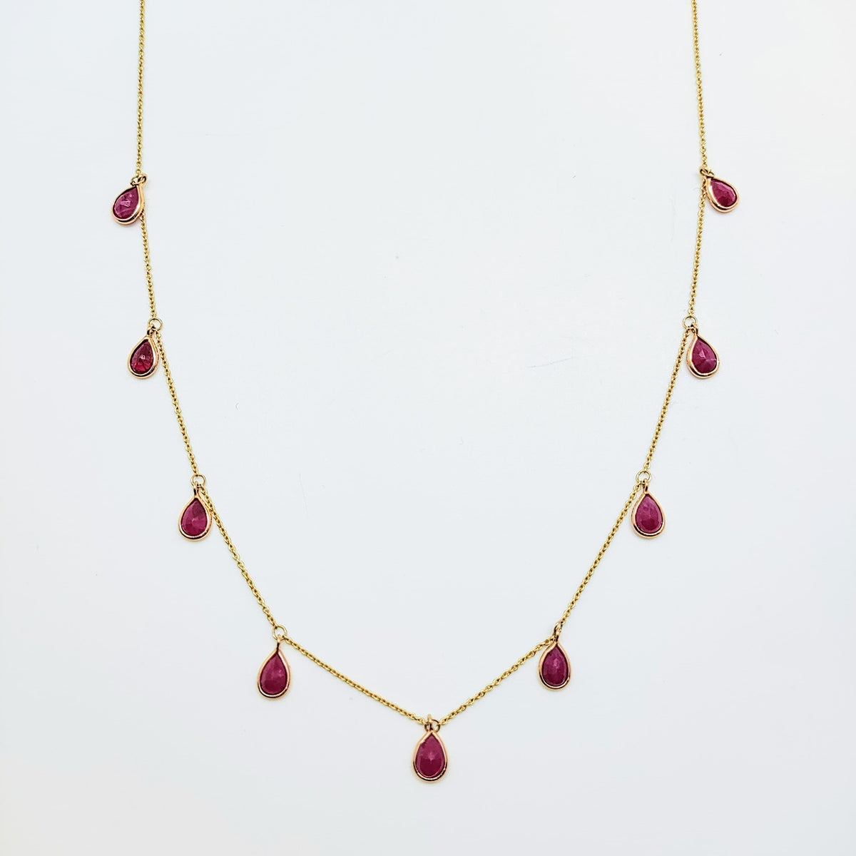 Collar Rubíes Gota Oro Amarillo 18K