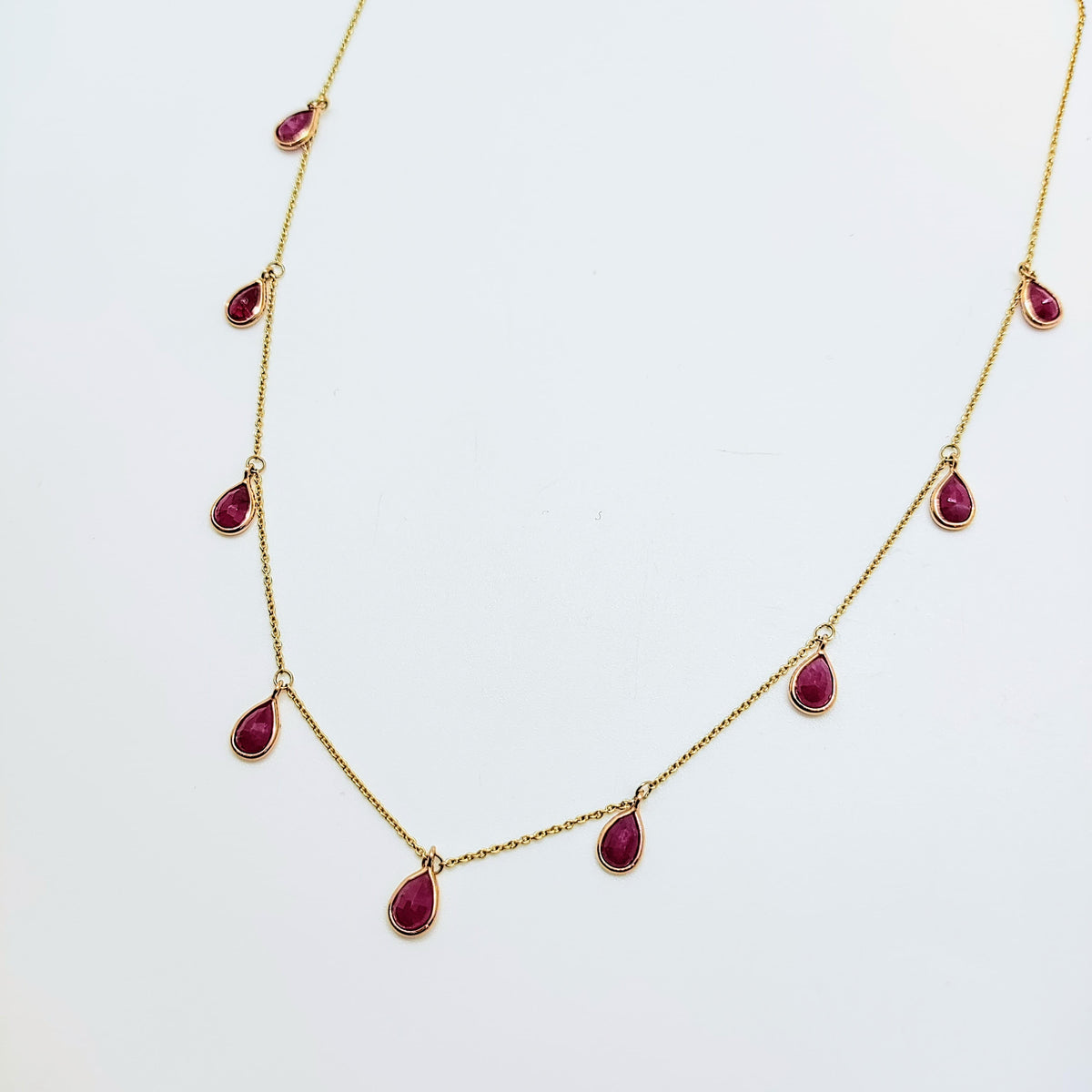 Collar Rubíes Gota Oro Amarillo 18K