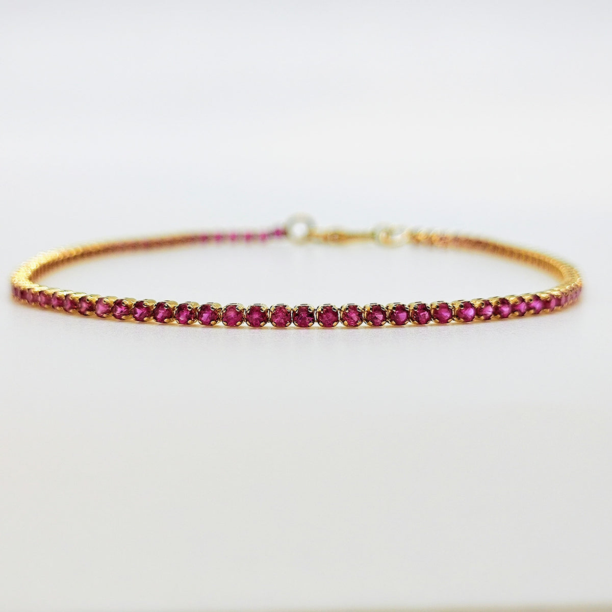 Pulsera Tenis Rubí Oro Amarillo