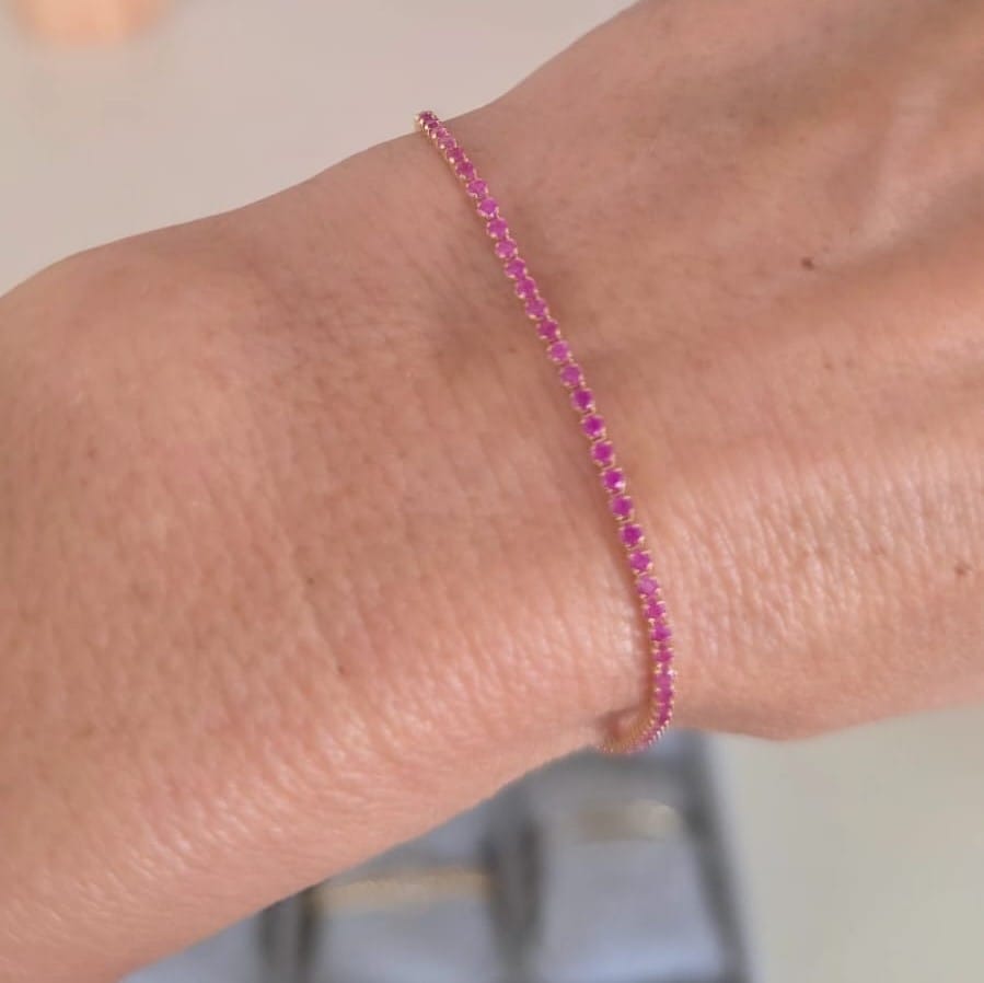 Pulsera Tenis Rubí Oro Amarillo