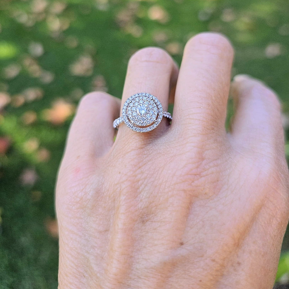 Maxi Anillo Halo Oro Blanco 18K 1 Quilate