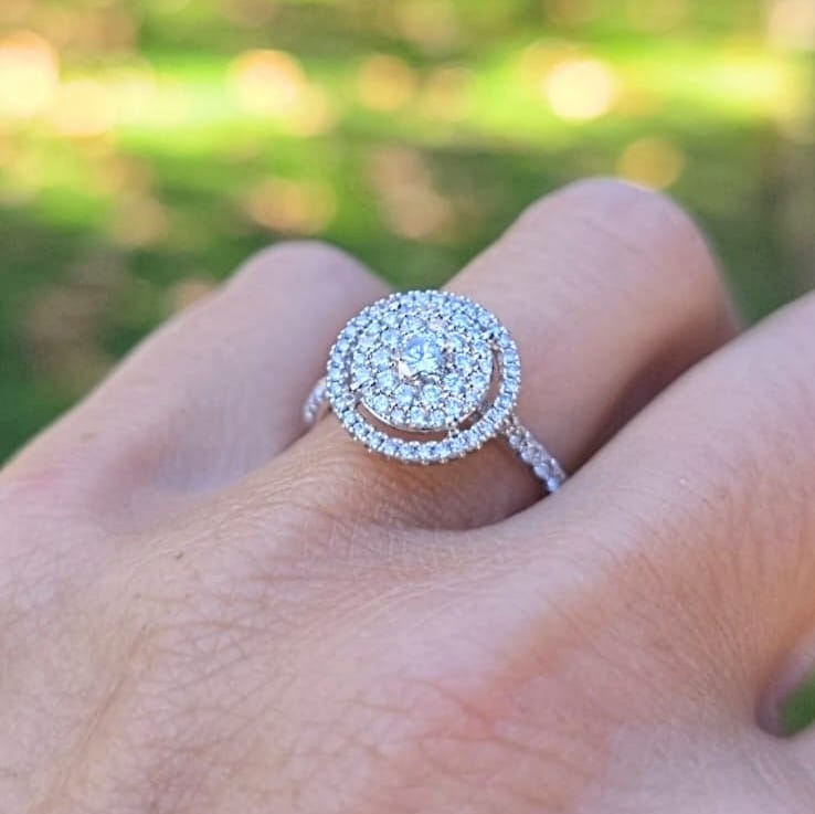 Maxi Anillo Halo Oro Blanco 18K 1 Quilate