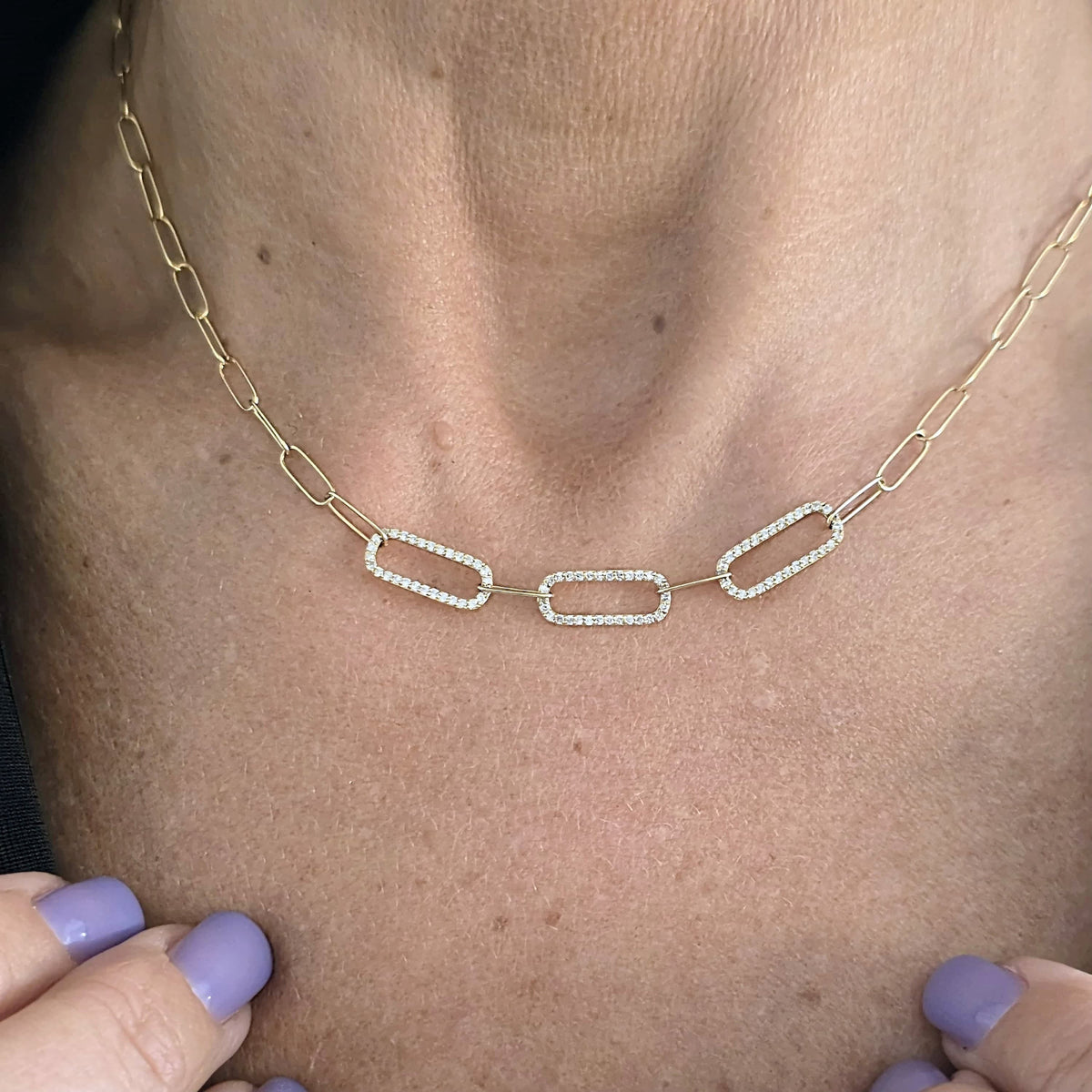 Collar Eslabones De Brillantes Oro Amarillo 18K