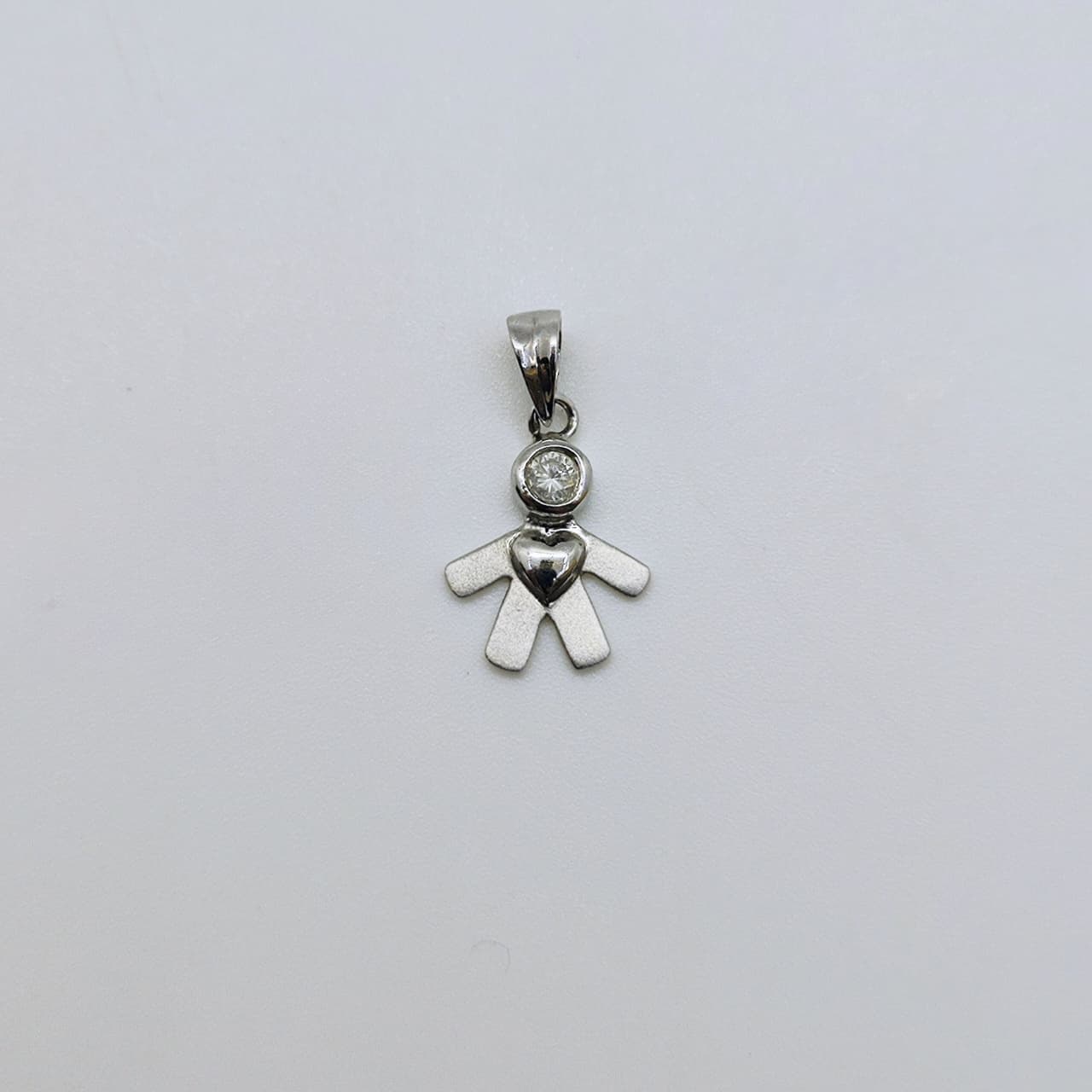 Colgante Niño Oro Blanco 18K Diamante 10 Puntos