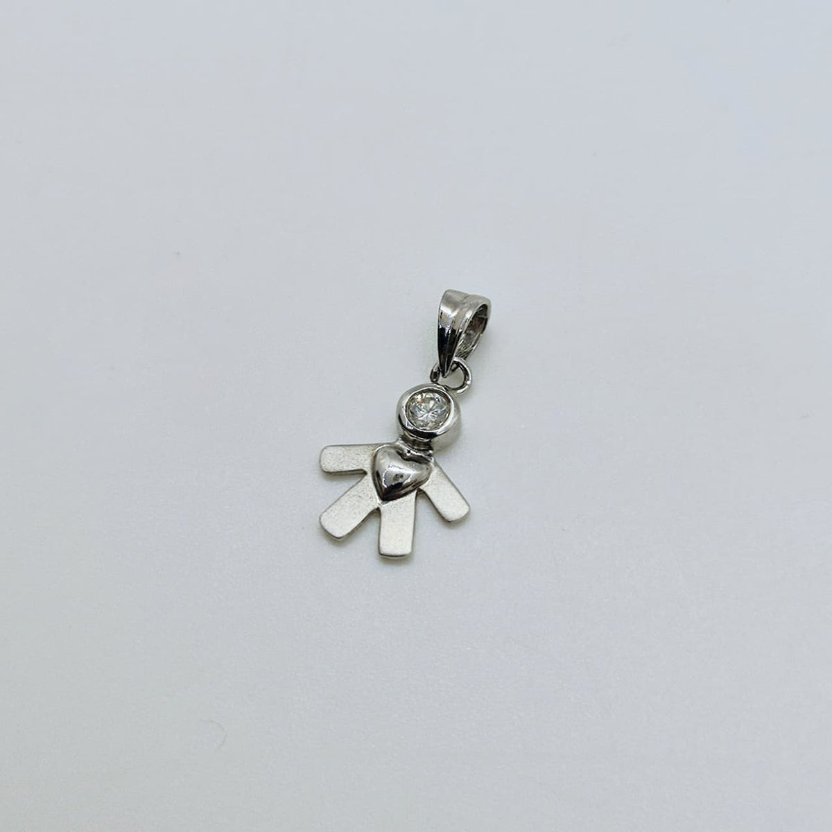 Colgante Niño Oro Blanco 18K Diamante 10 Puntos