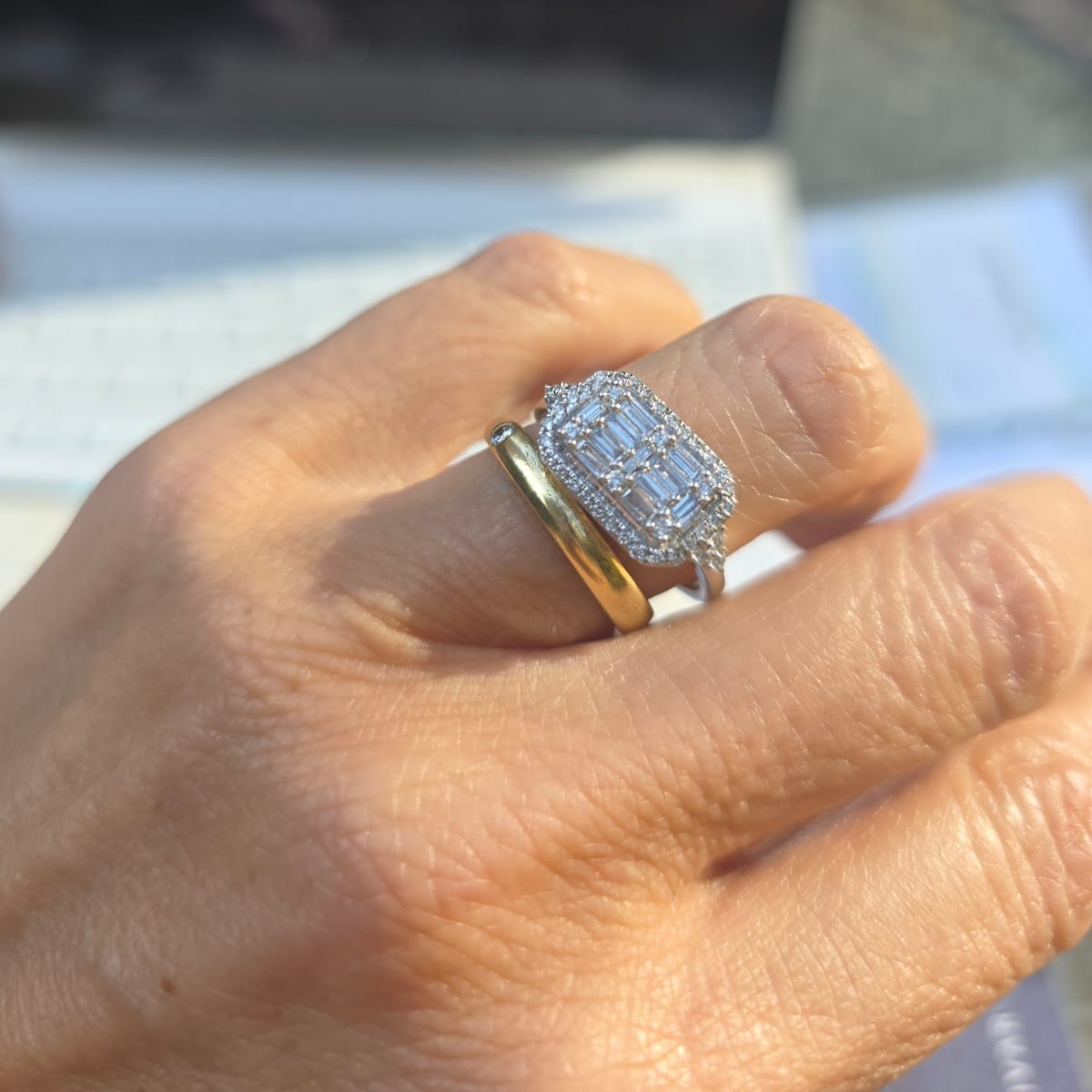 Anillo Placa Rectangular Baguette