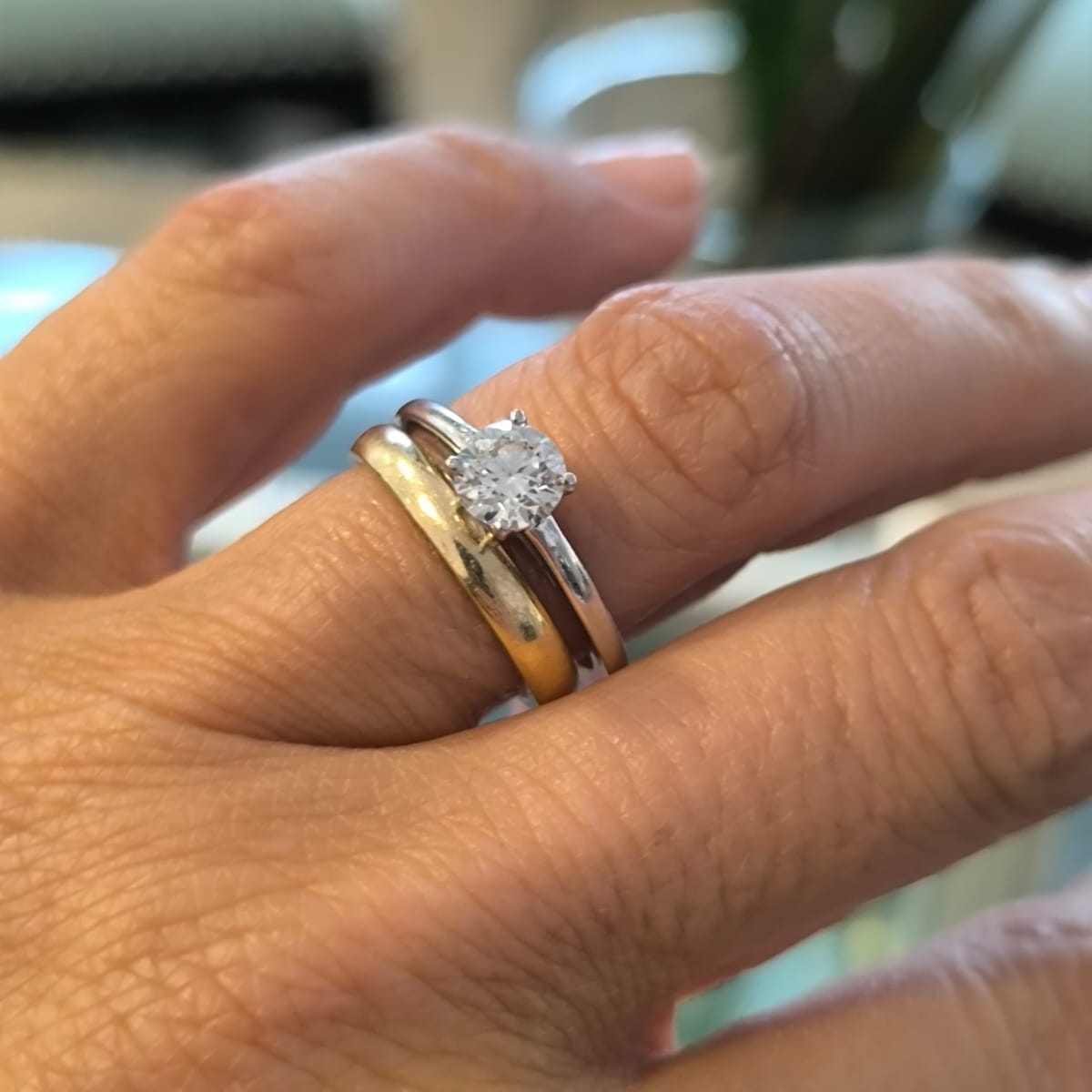 Solitario Oro Blanco 18K Diamante 0,50Ct