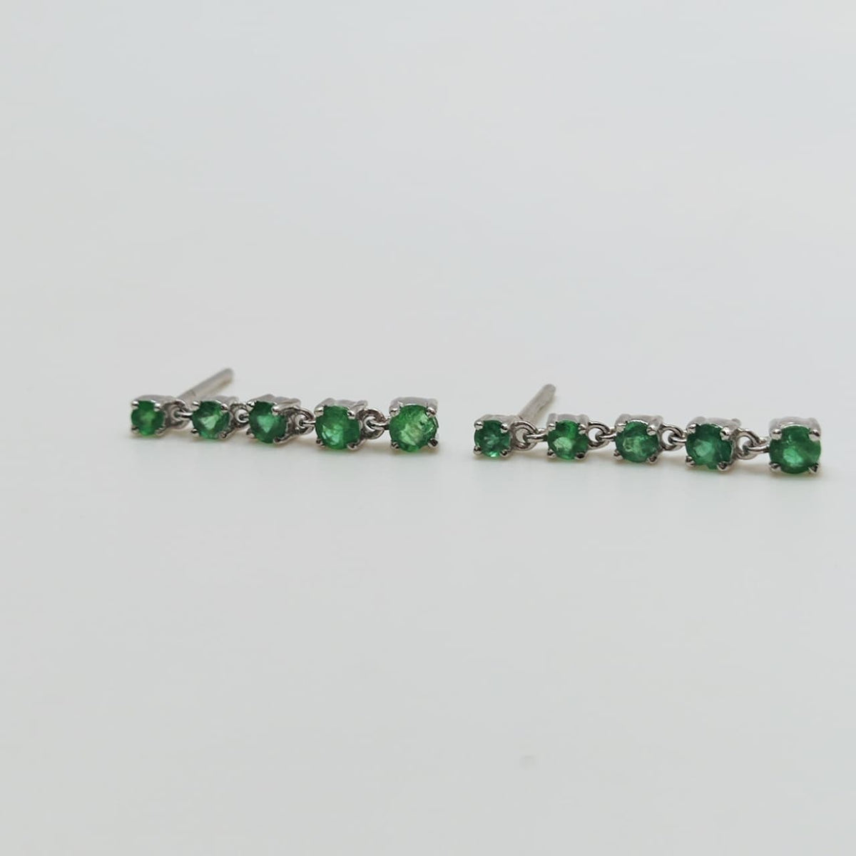 Aros Oro Blanco Colgantes Esmeraldas