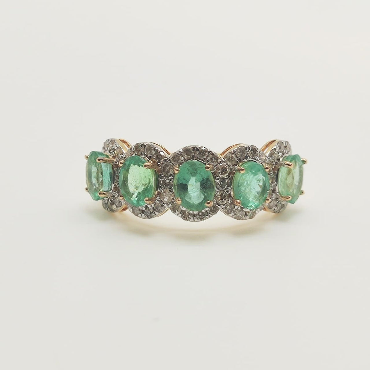 Quintillo Esmeraldas Oro Amarillo Y Brillantes