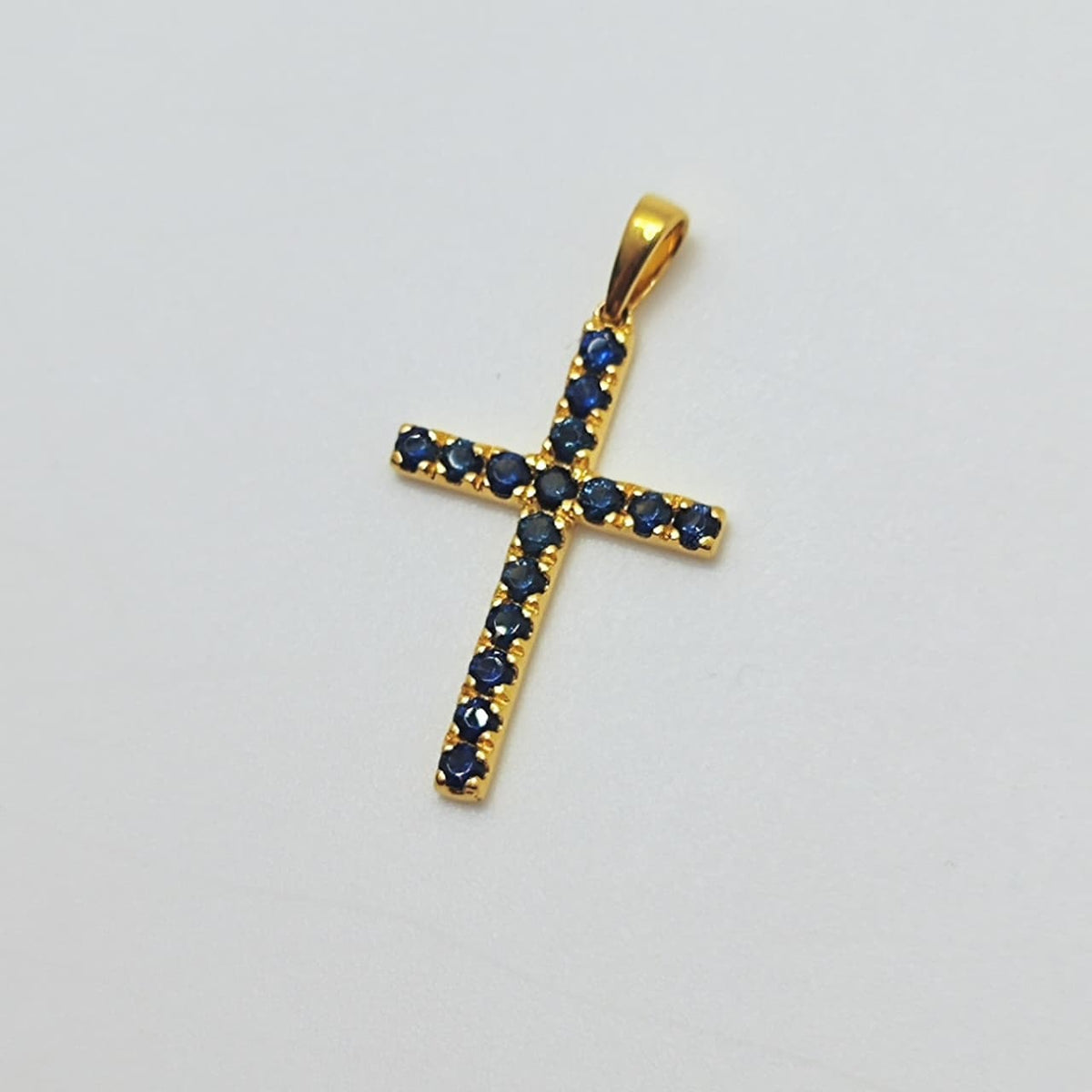 Cruz Oro Amarillo 18K Zafiros