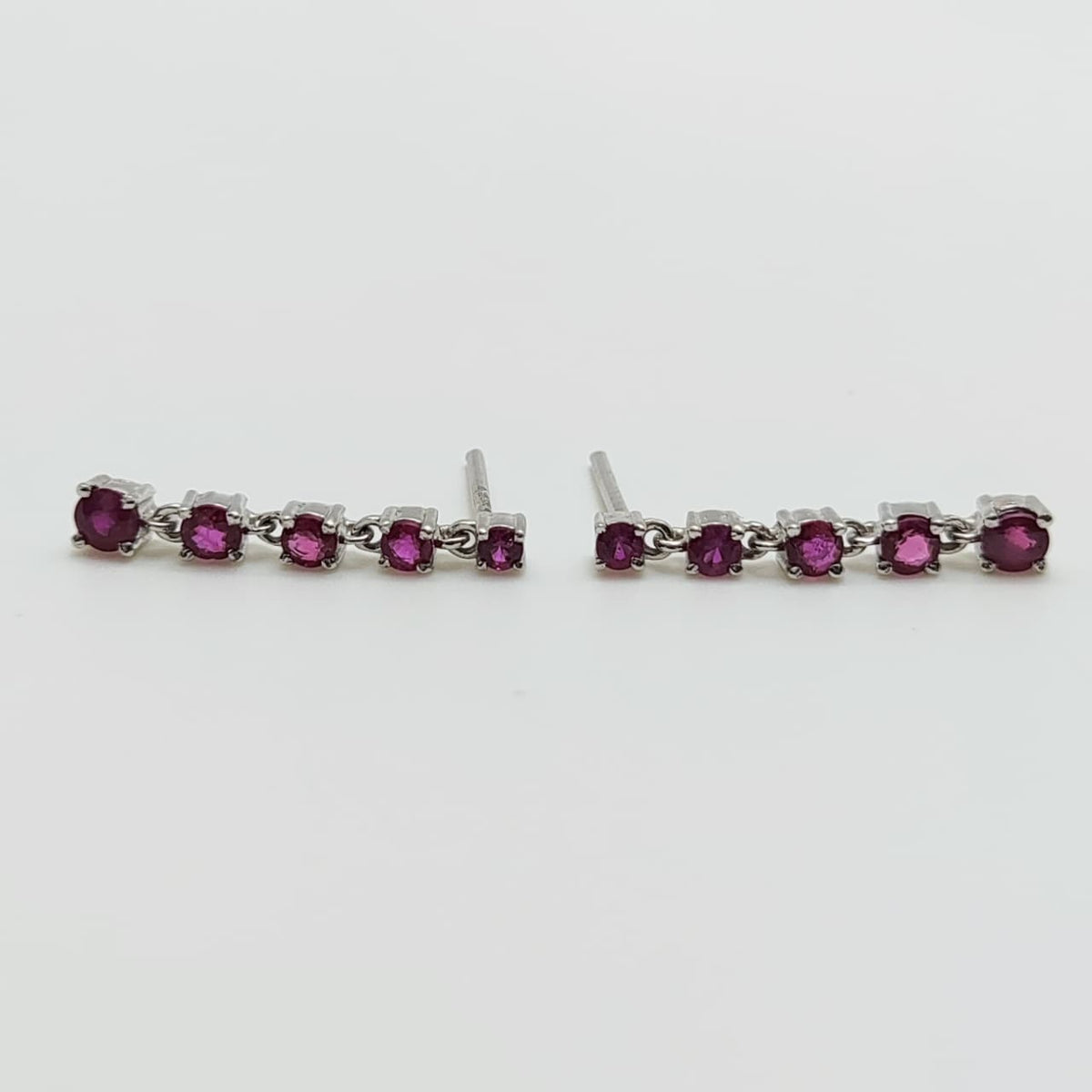 Aros Oro Blanco Colgantes Rubíes