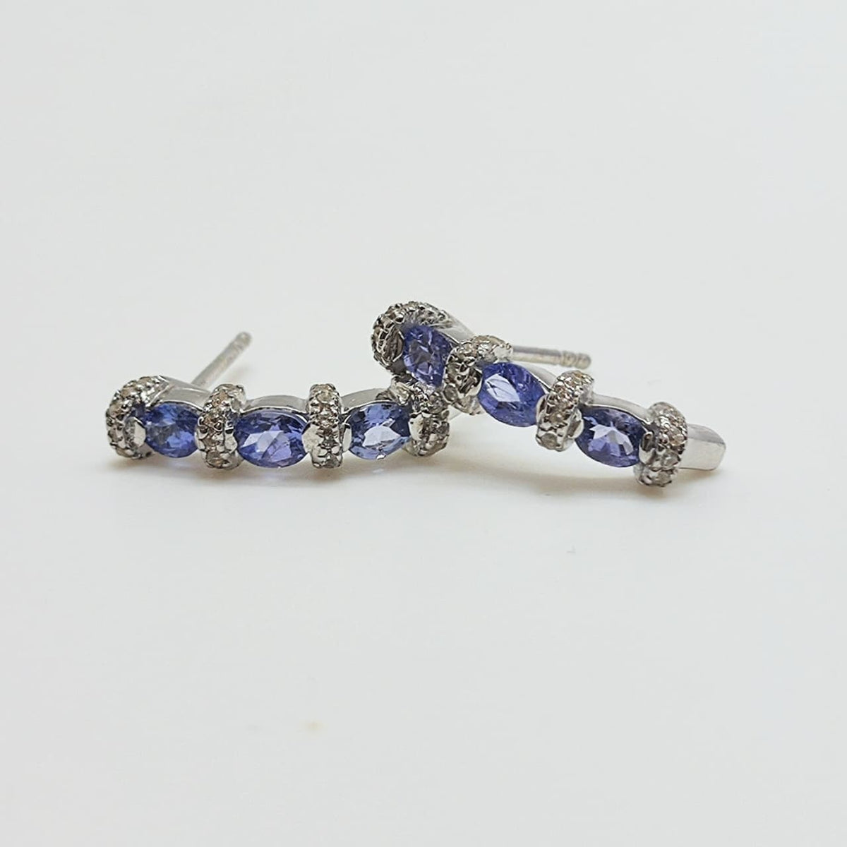 Aros Plata Rodinada Triple Tanzanitas Oval