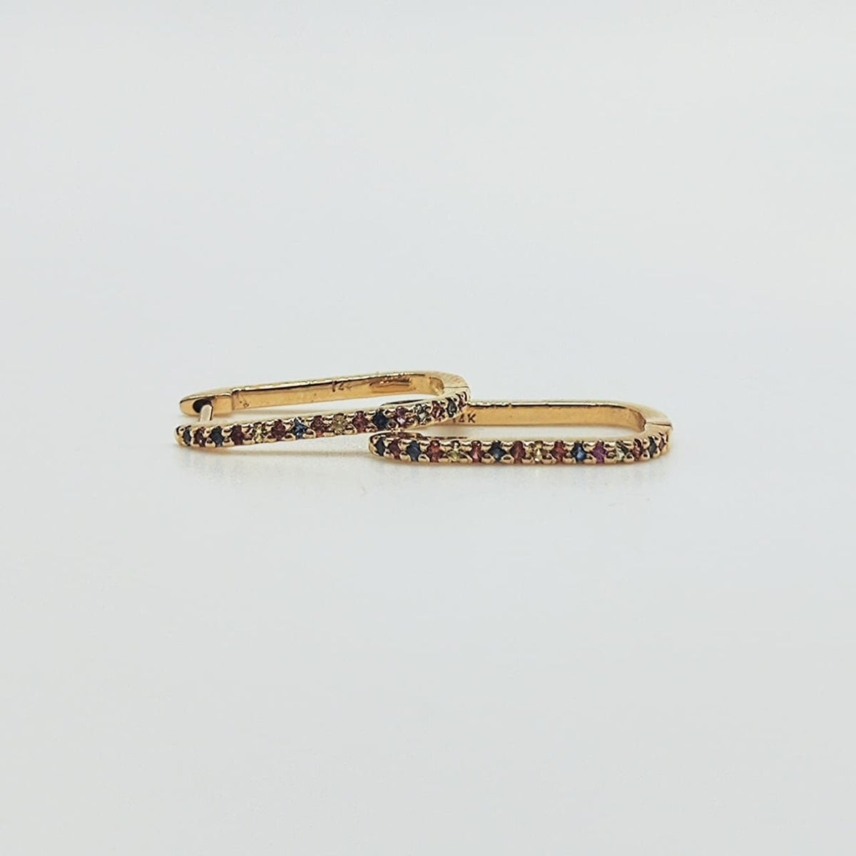 Aros Zafiros De Colores Oro Amarillo 14K