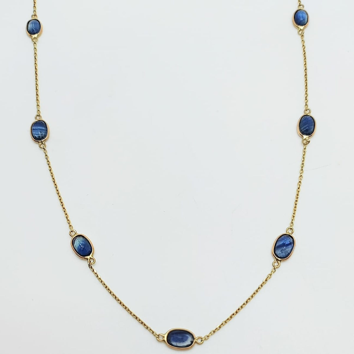 Collar Oro Amarillo Zafiros Oval