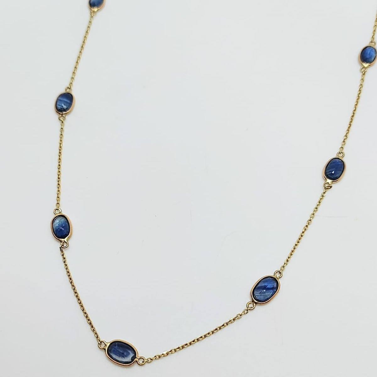 Collar Oro Amarillo Zafiros Oval