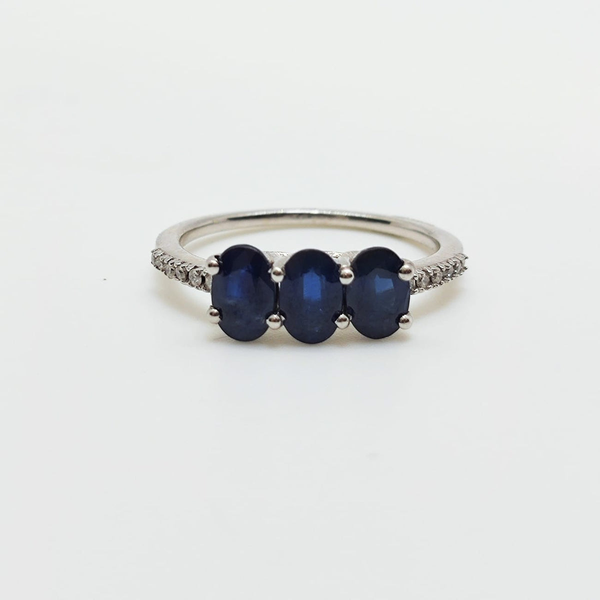 Tricillo Zafiro Oro Blanco Y Brillantes