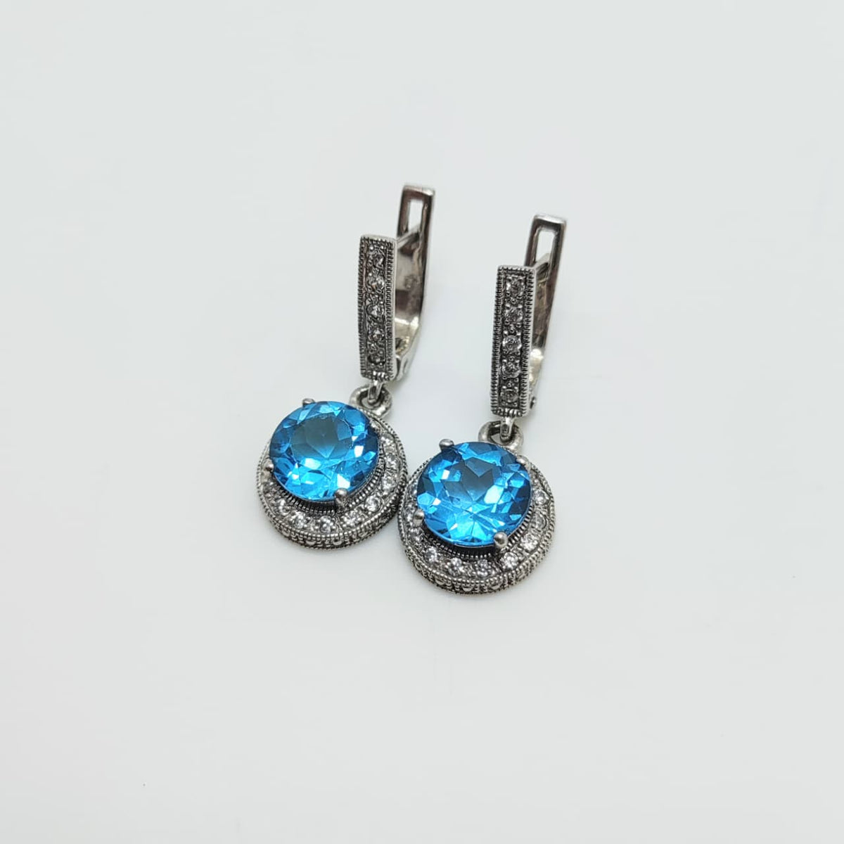 Aros Redondos Plata Rodinada London Blue Topaz