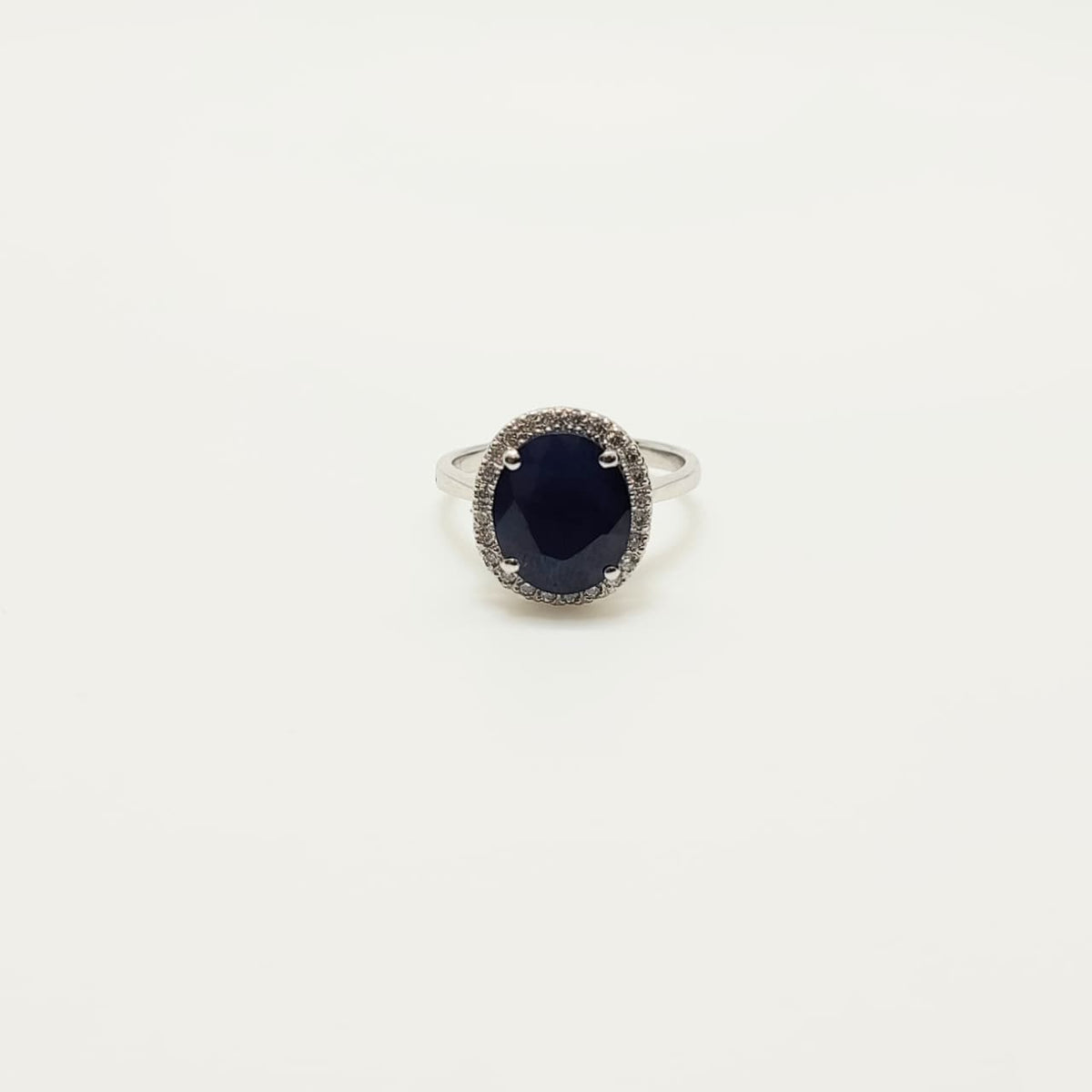 Maxi Anillo Zafiro Oval Plata Rodinada