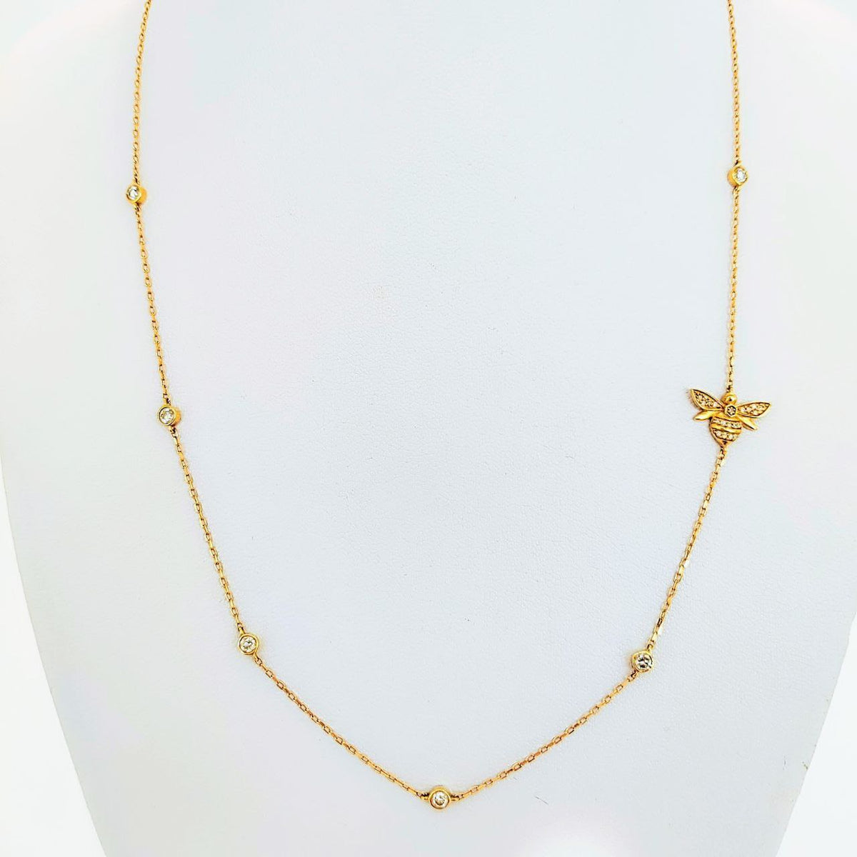 Collar Abeja Oro Amarillo 18K Y Brillantes