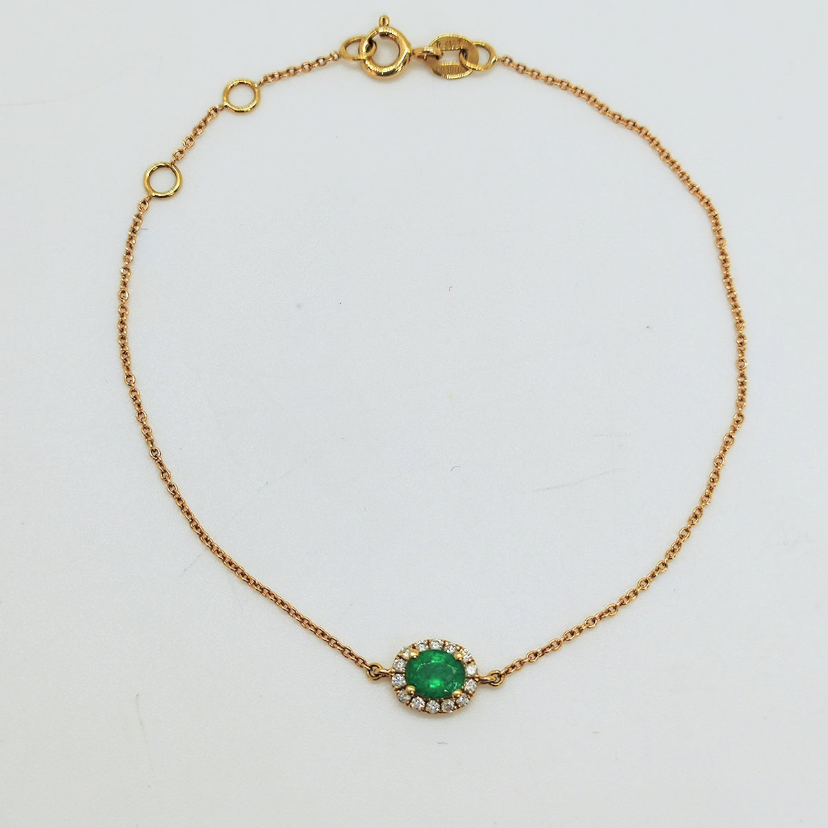 Pulsera Esmeralda Y Brillantes Oro Amarillo 18K