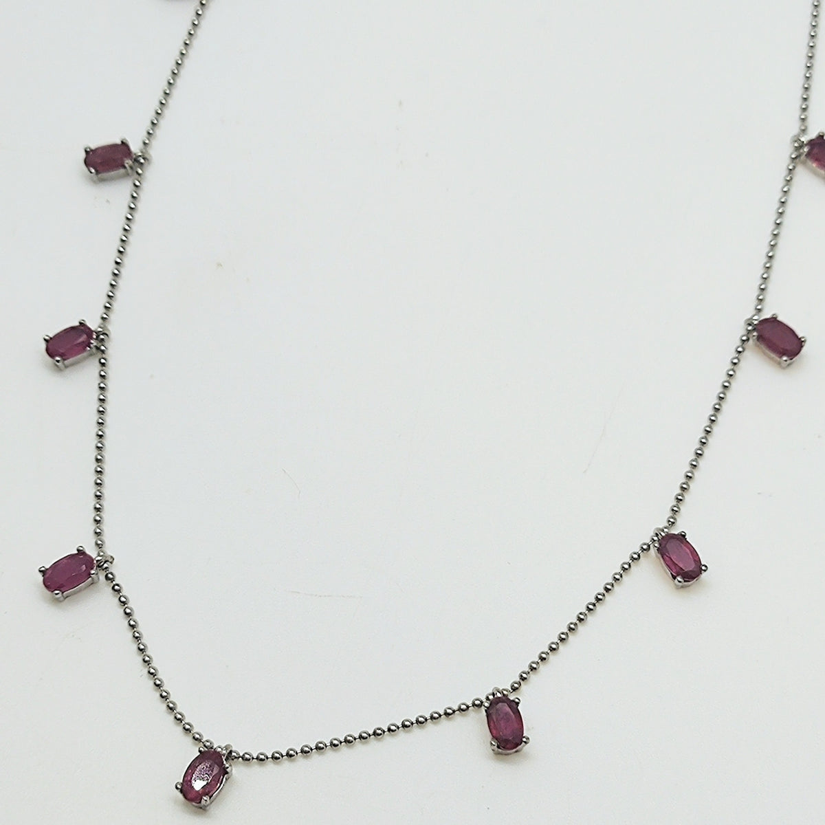 Collar Plata Rodinada Rubí Oval
