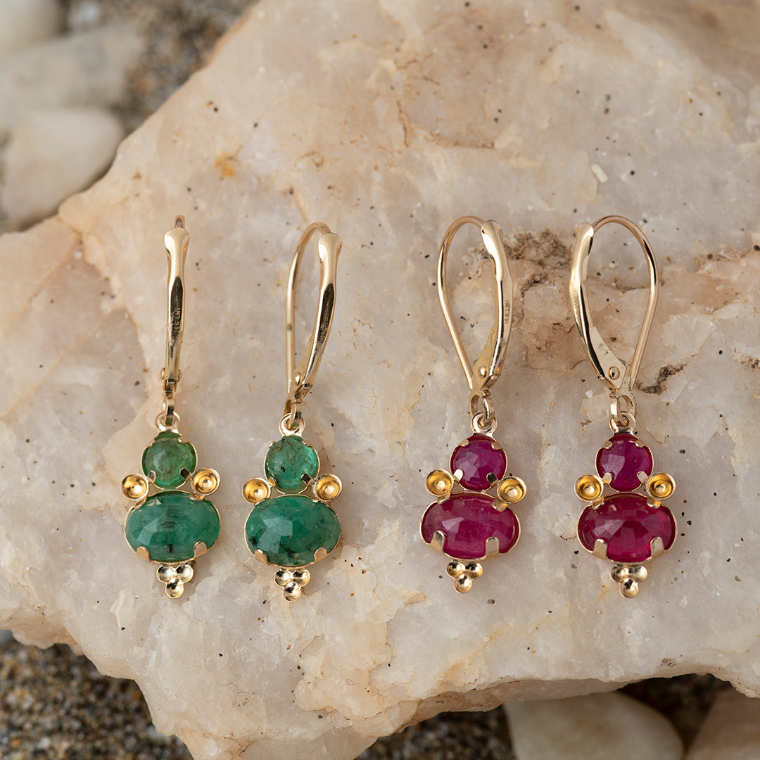 Aros Colgante En Rubí o Esmeralda