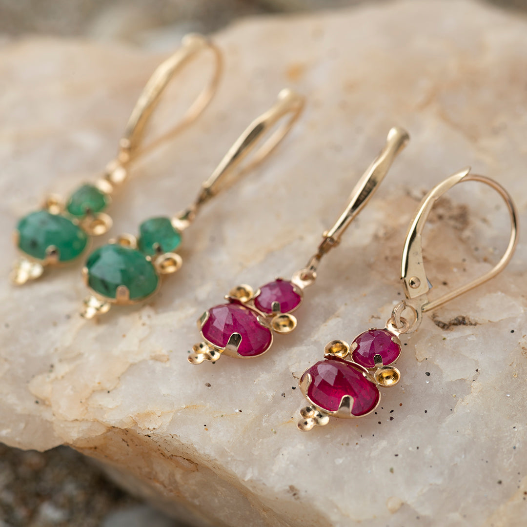 Aros Colgante En Rubí o Esmeralda