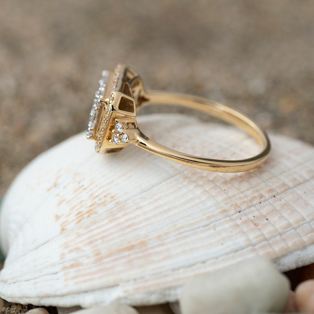 Anillo Placa Baguette Oro Amarillo 18K
