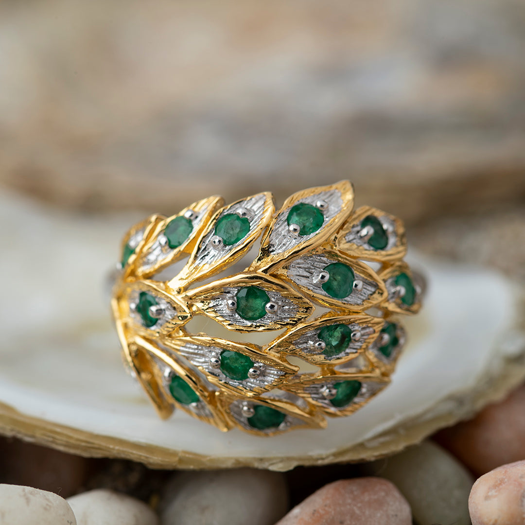 Anillo Hojas Esmeralda