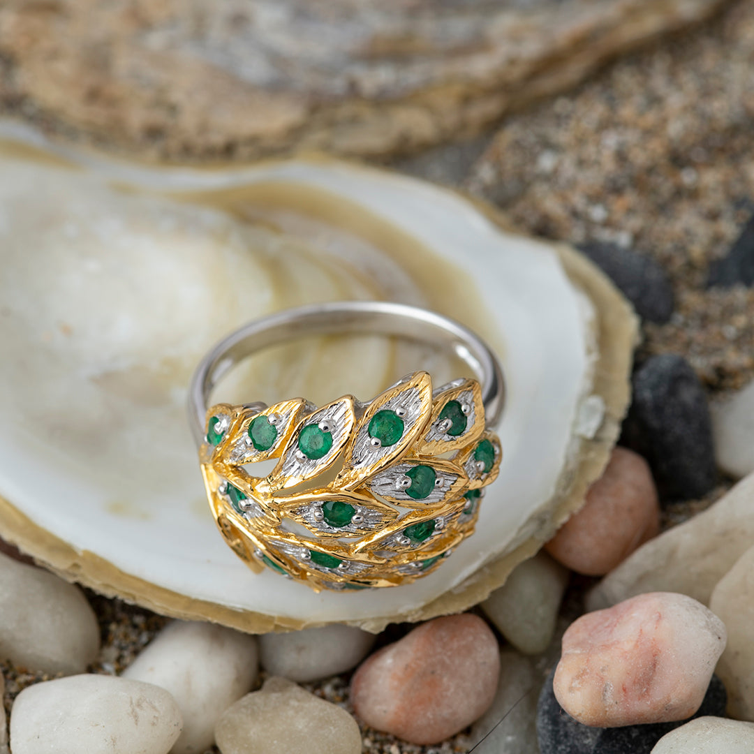 Anillo Hojas Esmeralda