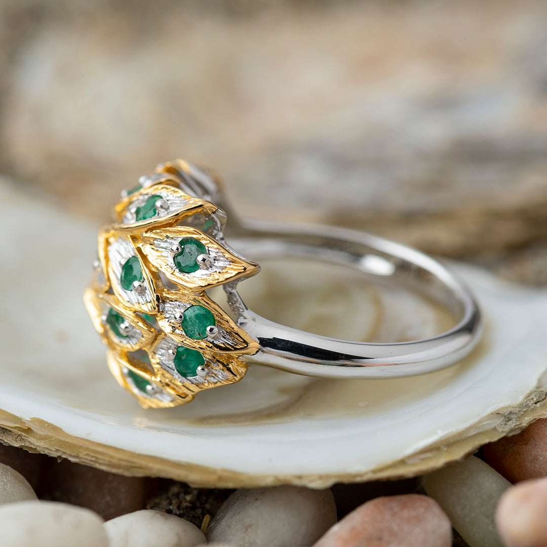 Anillo Hojas Esmeralda