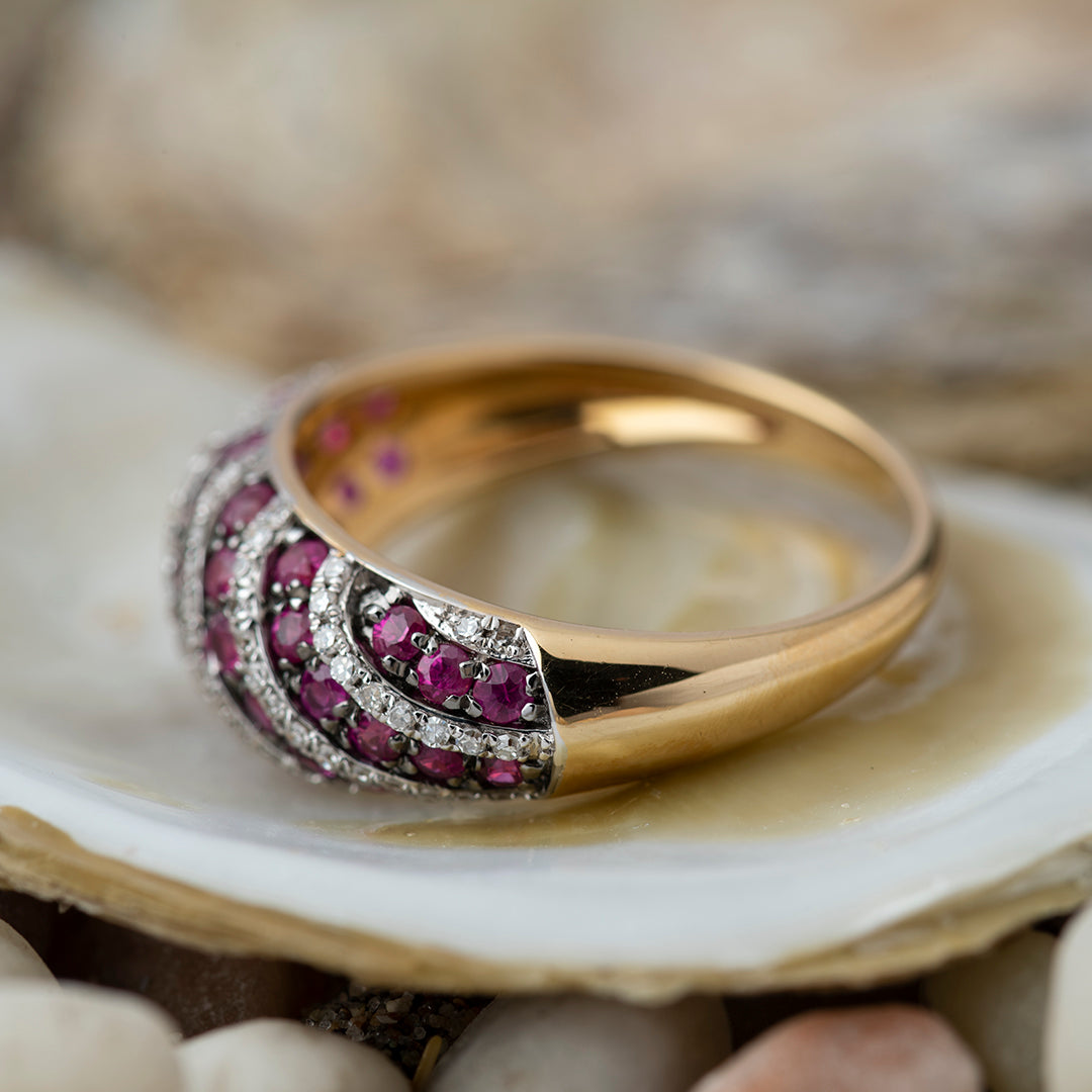 Anillo Rubi Bombé Oro Amarillo 18K