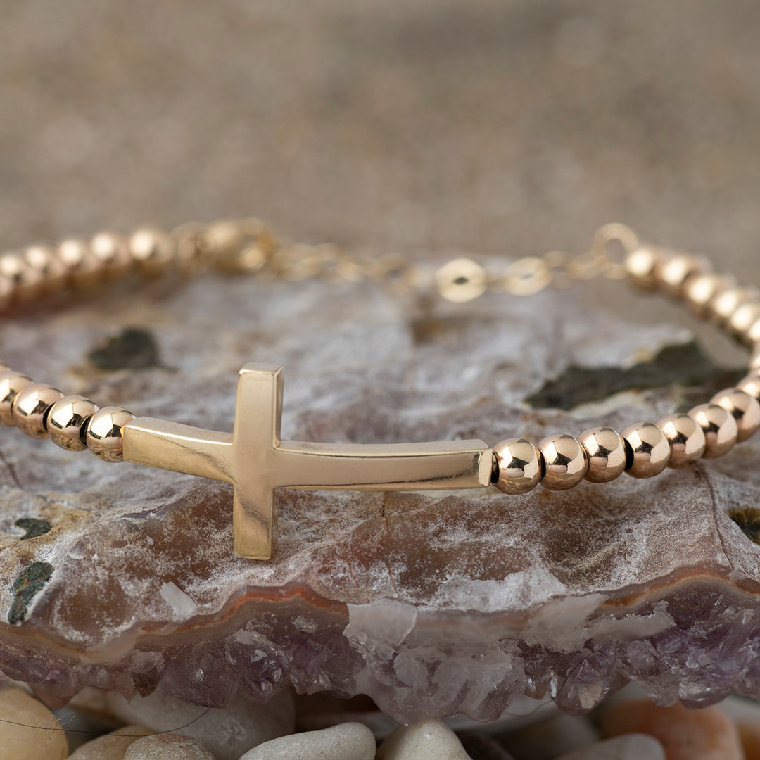 Pulsera Esclava T Bolitas Oro Amarillo 14K