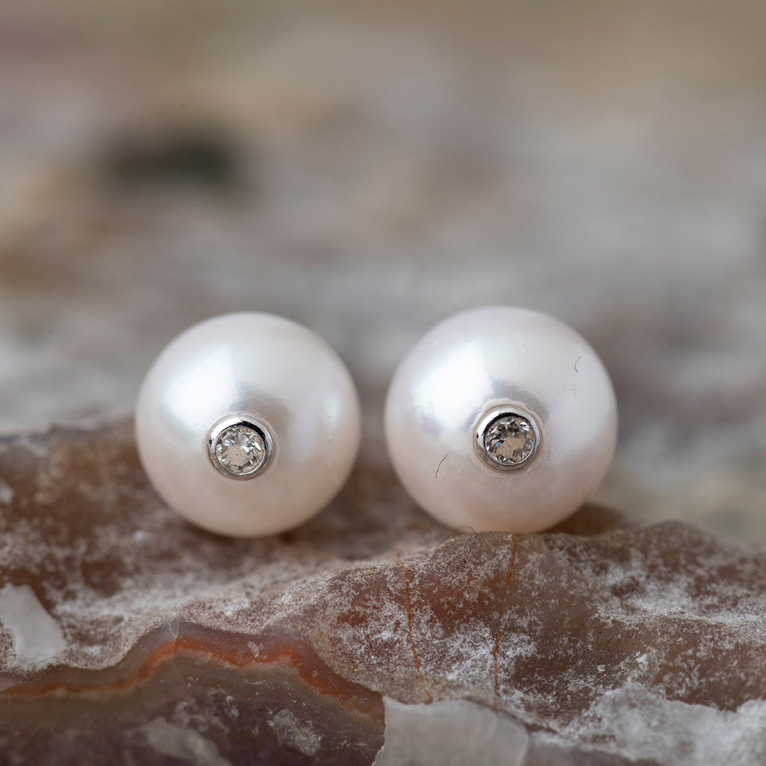 Perlas Cultivadas 5mm Diamante Oro Blanco 18K