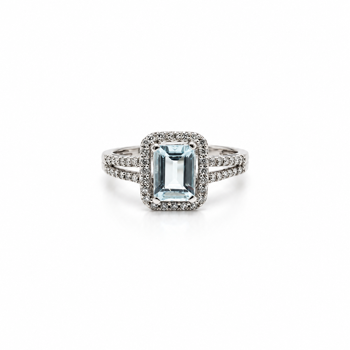 Anillo Aguamarina Y Brillantes