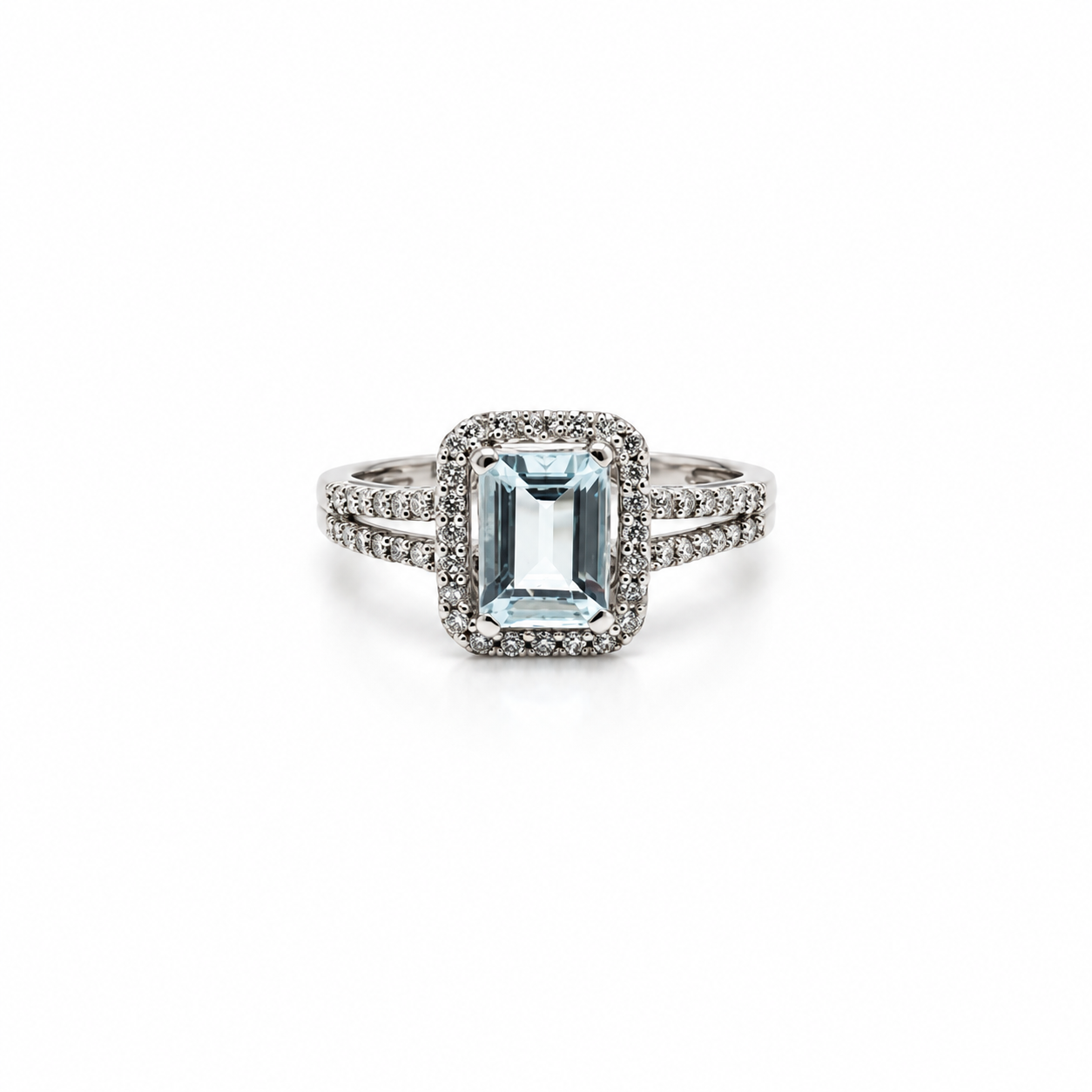 Anillo Aguamarina Y Brillantes