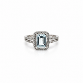 Anillo Aguamarina Y Brillantes
