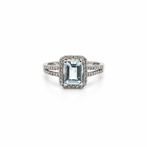 Anillo Aguamarina Y Brillantes