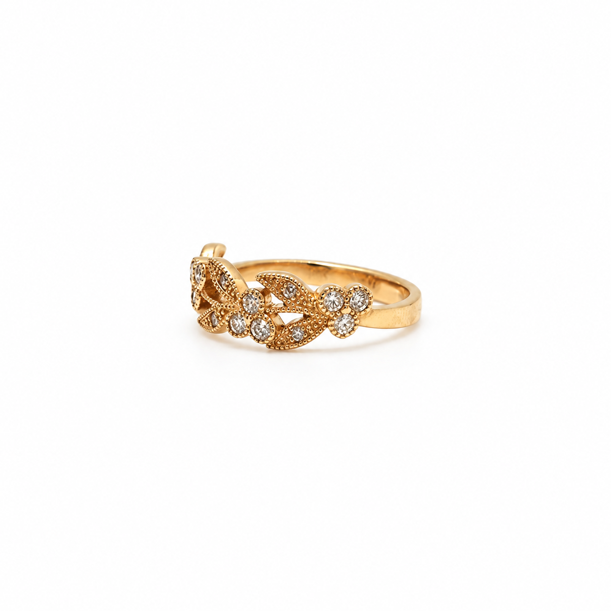Anillo Flores Oro Amarillo