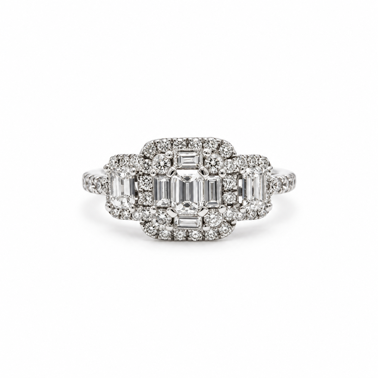 Anillo Placa Triple Baguette