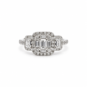 Anillo Placa Triple Baguette