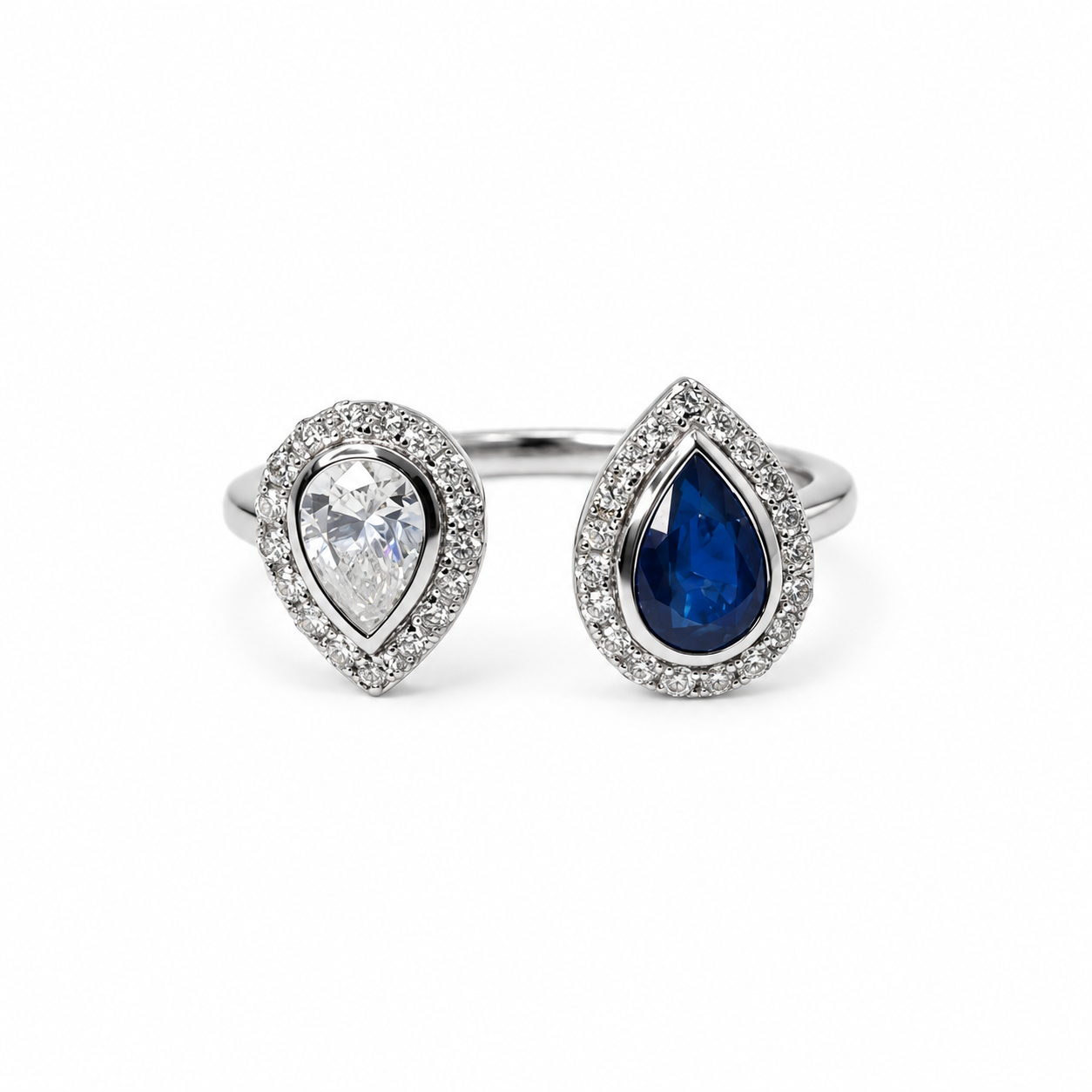 Anillo Tu Y Yo Zafiro Y Diamante