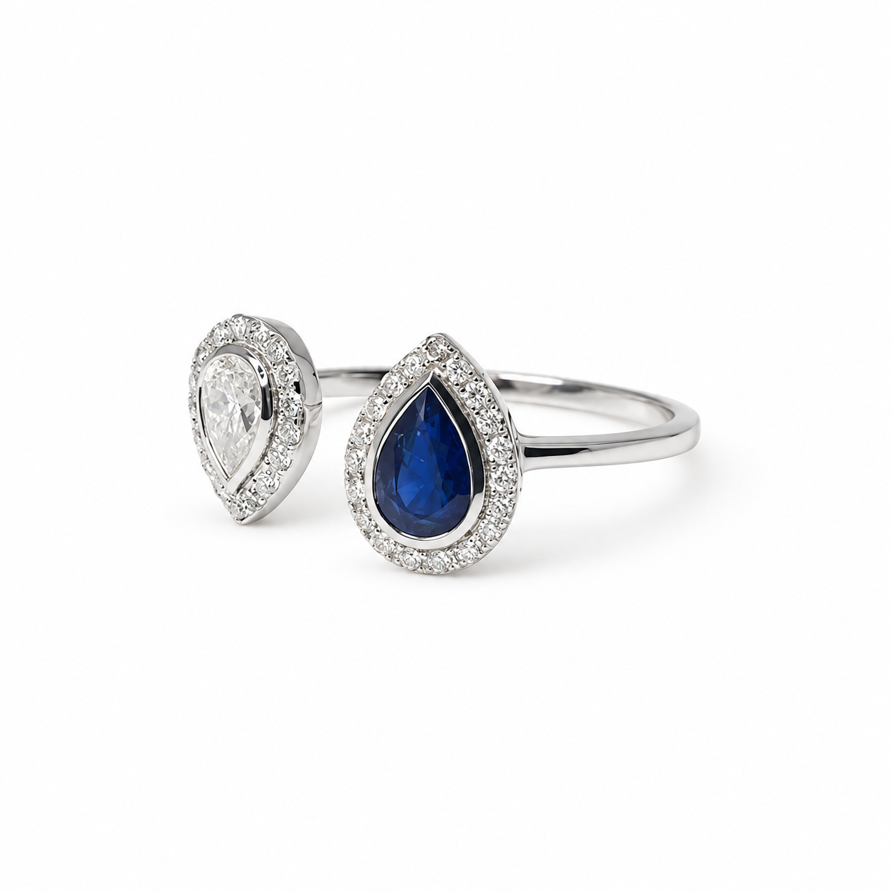 Anillo Tu Y Yo Zafiro Y Diamante