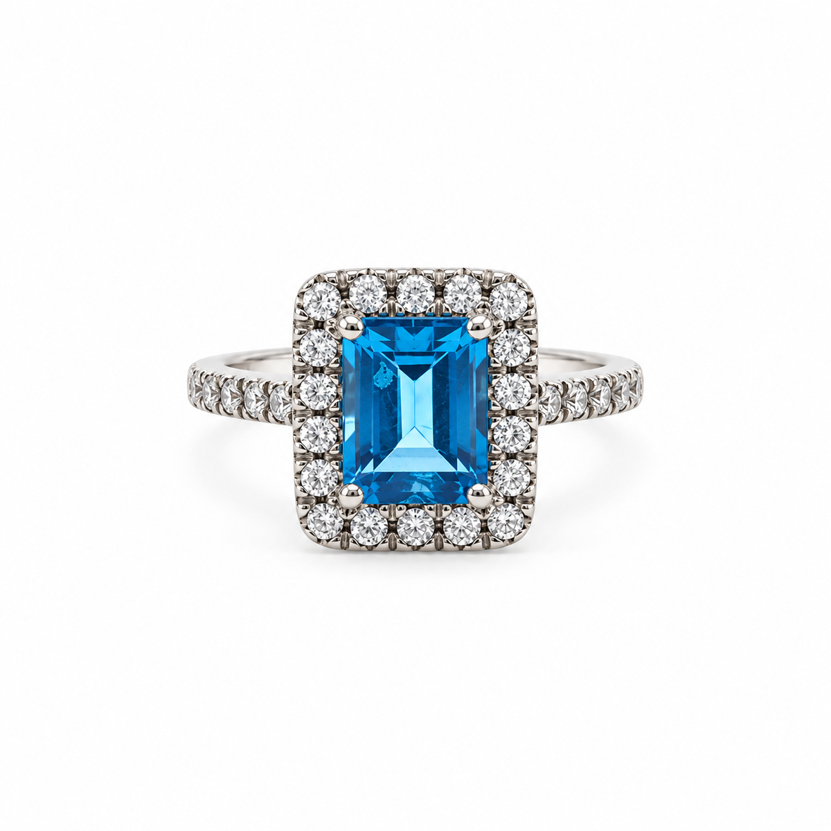 Anillo Plata Rodinada Topacio Rectangular