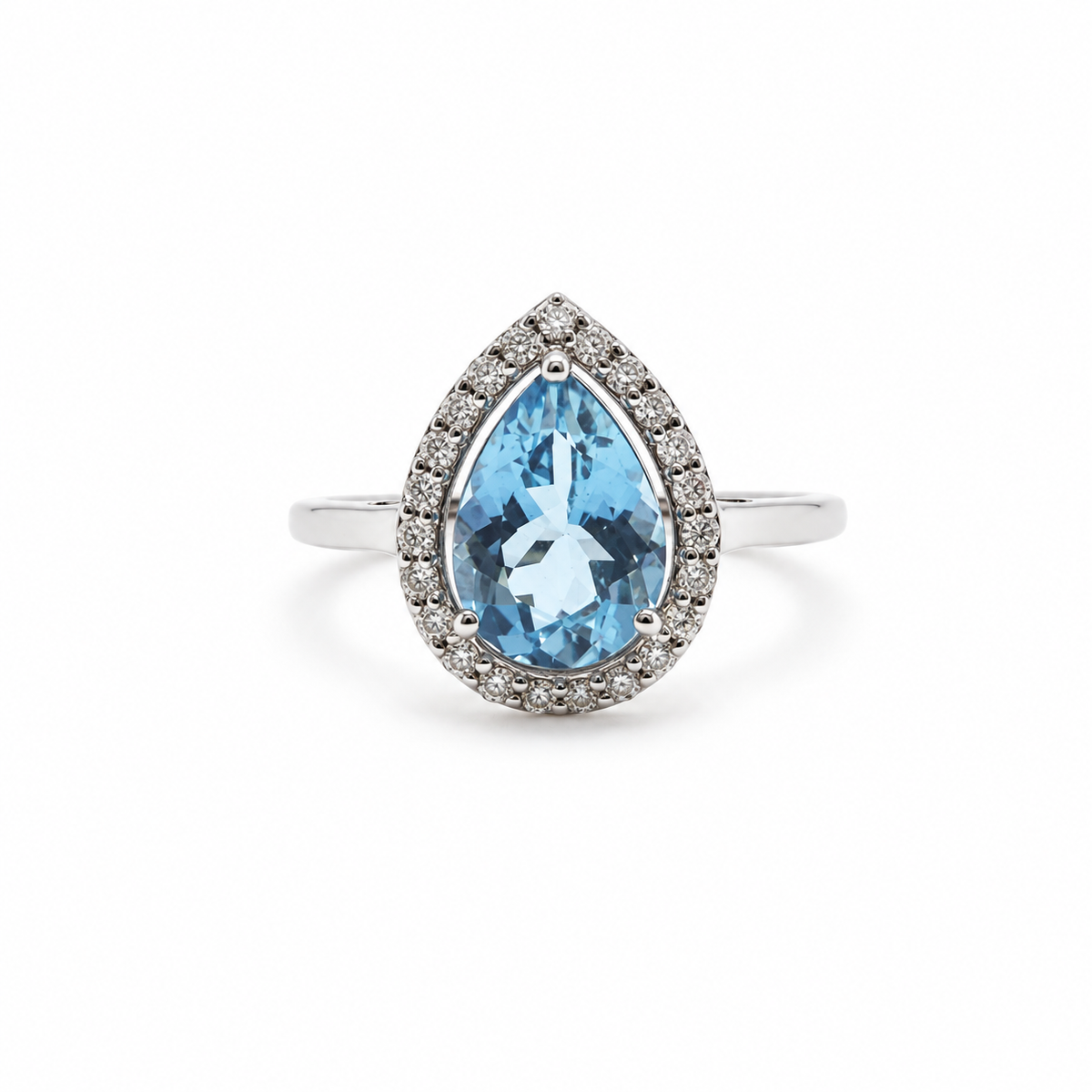 Anillo Gota Aguamarina