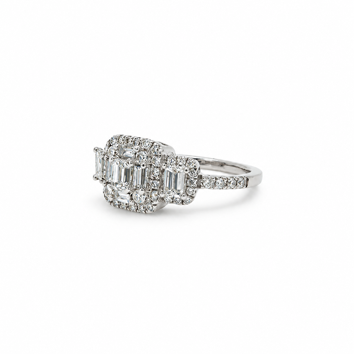 Anillo Placa Triple Baguette
