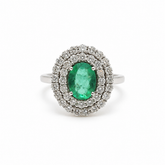 Anillo Doble Halo Esmeralda