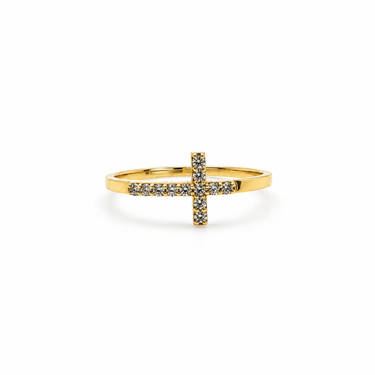 Anillo Cruz Oro Amarillo 18K