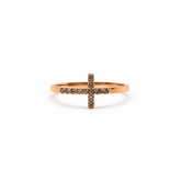 Anillo Cruz Oro Rosado 18K